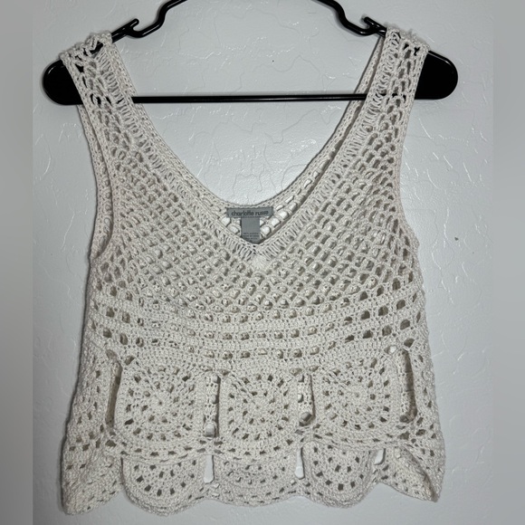 Charlotte Russe White Crochet Knit Tank Top Small Boho Festival Sleeveless - Picture 1 of 6